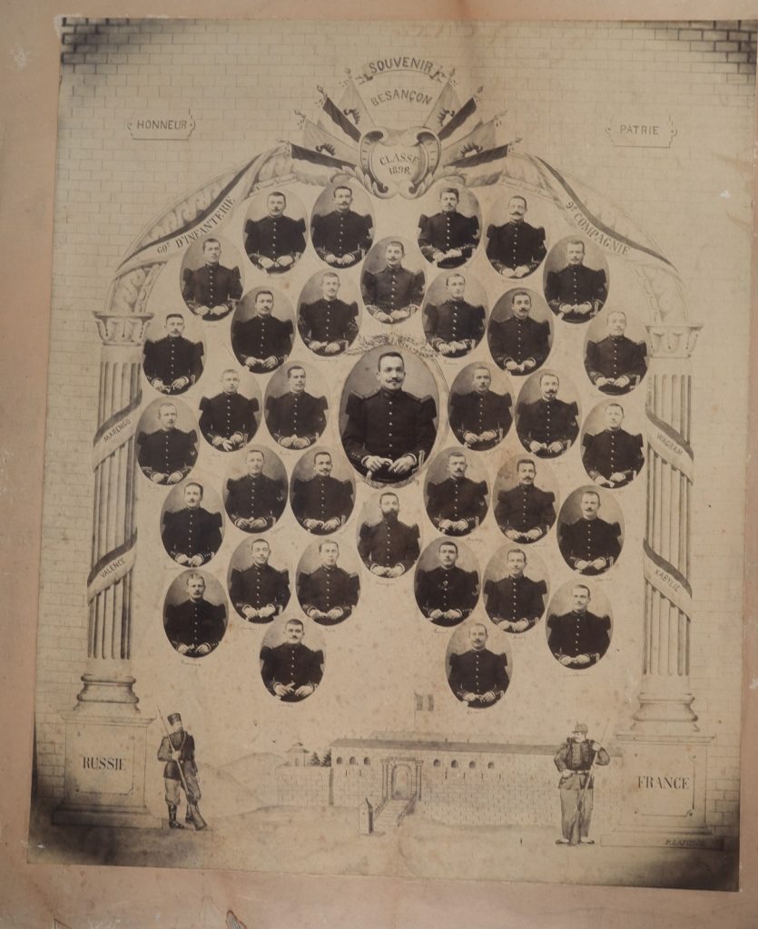PHOTO Albumine France Photomontage Mosaïque 39X58cm 1898 militaire Besançon