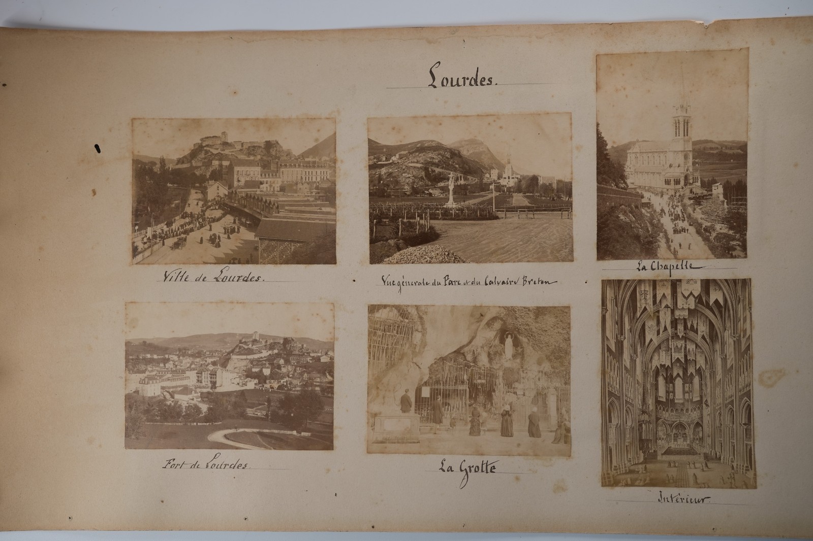 Albumine France 11 photos 10X15cm recto Pau , verso Lourdes carton 32X65cm