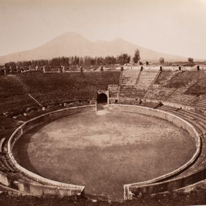TIRAGE PHOTO ALBUMINE 1880 ITALIE 19X24cm POMPEI THEATRE