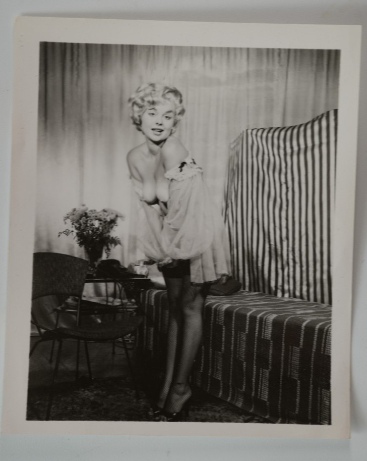 TIRAGE PHOTO ARGENTIQUE 1960 PROFESSIONNEL PINUP FEMME NUE NU ARTISTIQUE 9X12CM