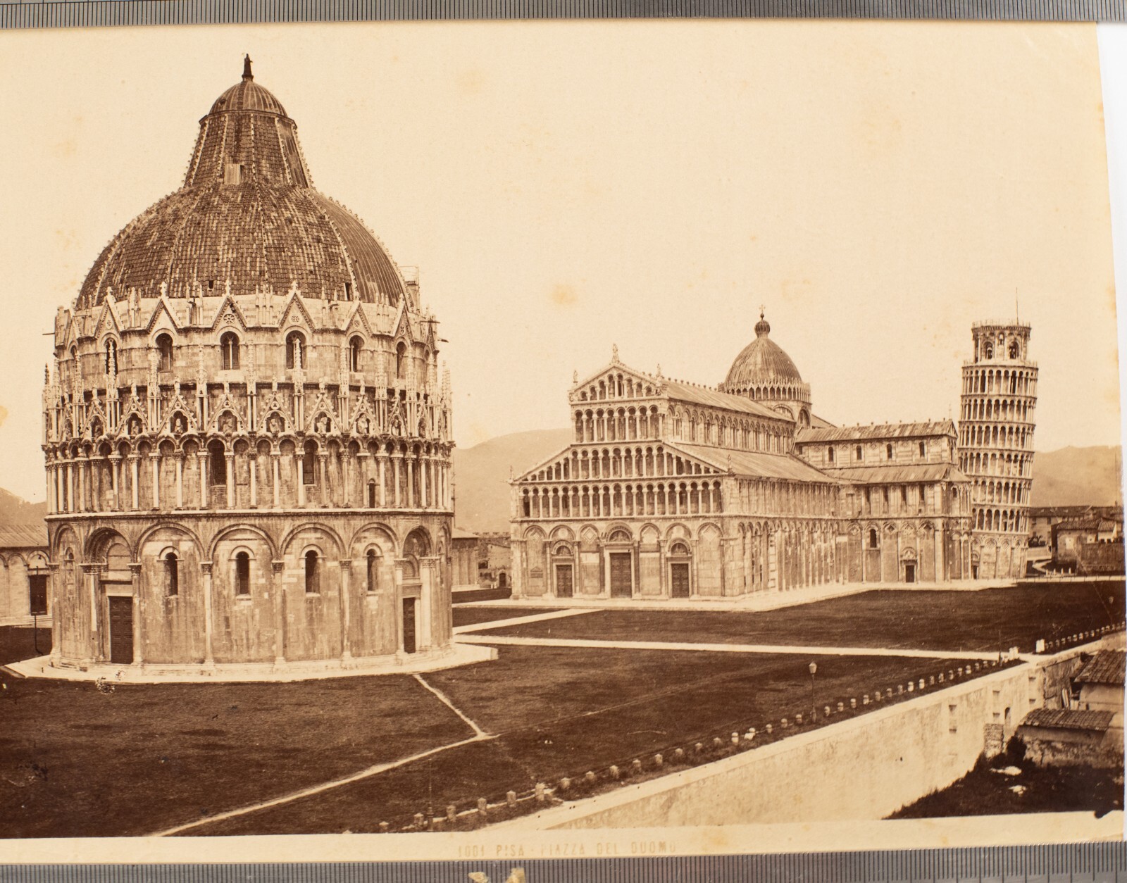 TIRAGE PHOTO ALBUMINE 1880 Italie 20X25cm Pise Place du Dome