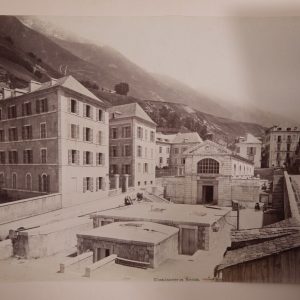 TIRAGE PHOTO	ALBUMINE 1880 Pyrénées 20X26cm BARREGES  SEPIA	trés bon état