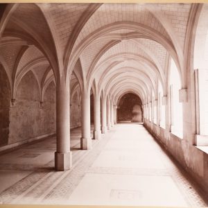 GRANDE PHOTO ALBUMINE 1900 Cloitre Abbaye Saint-Martin de Ligugé 38X47cm