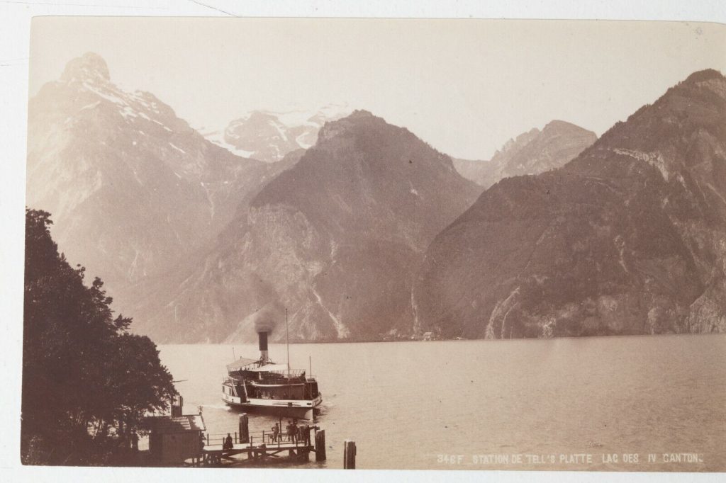 photo albumine suisse 10x15cm montagne lac des 4 cantons tell's platte