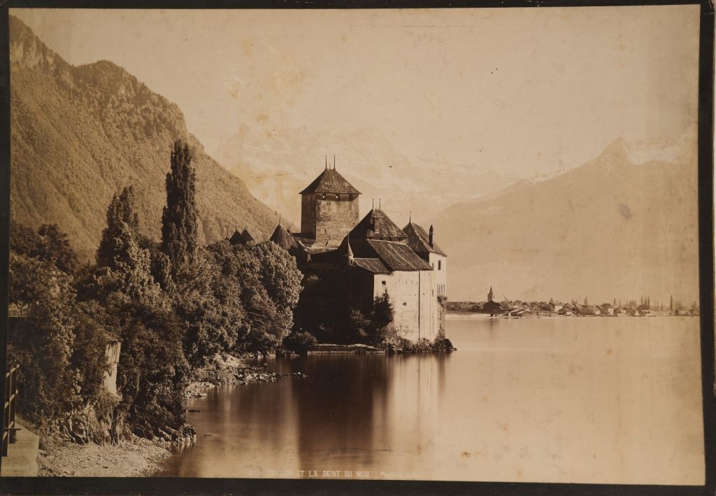 PHOTO Albumine Suisse Château de Chillon et la dent du midi lac Leman 23X34cm