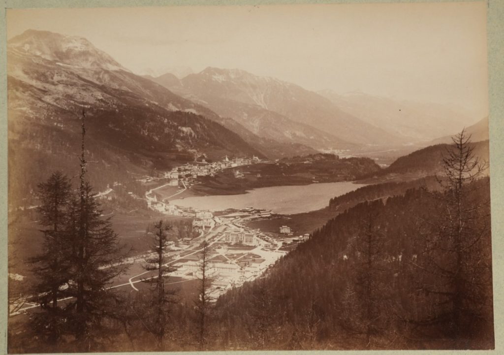 TIRAGE photo Albumine Suisse Vallée de L'Inn St Moritz 18X24cm 1880