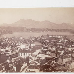 photo animé albumine suisse 10x15cm montagne Lucerne et le Righi 1880