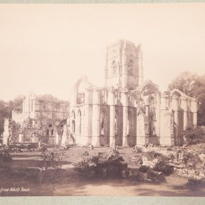 TIRAGE PHOTO	ALBUMINE SUR CARTON 1890	abbaye de Fountains Angleterre 15X21cm