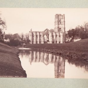 TIRAGE PHOTO	ALBUMINE SUR CARTON 1890	abbaye de Fountains Angleterre 15X21cm