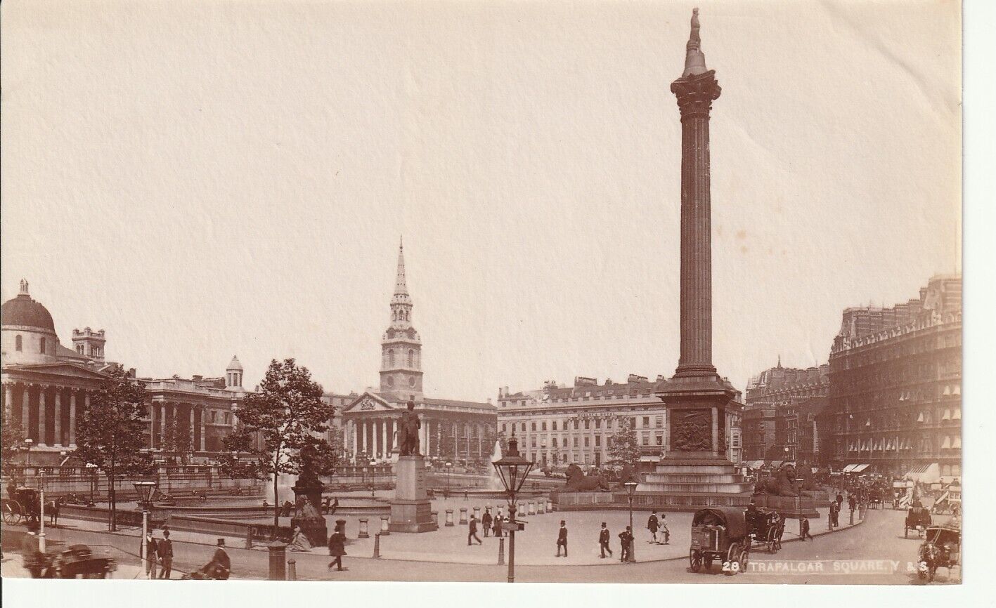 TIRAGE PHOTO ALBUMINE 1880 ANGLETERRE LONDRES 11X17CM TRAFALGAR SQUARE