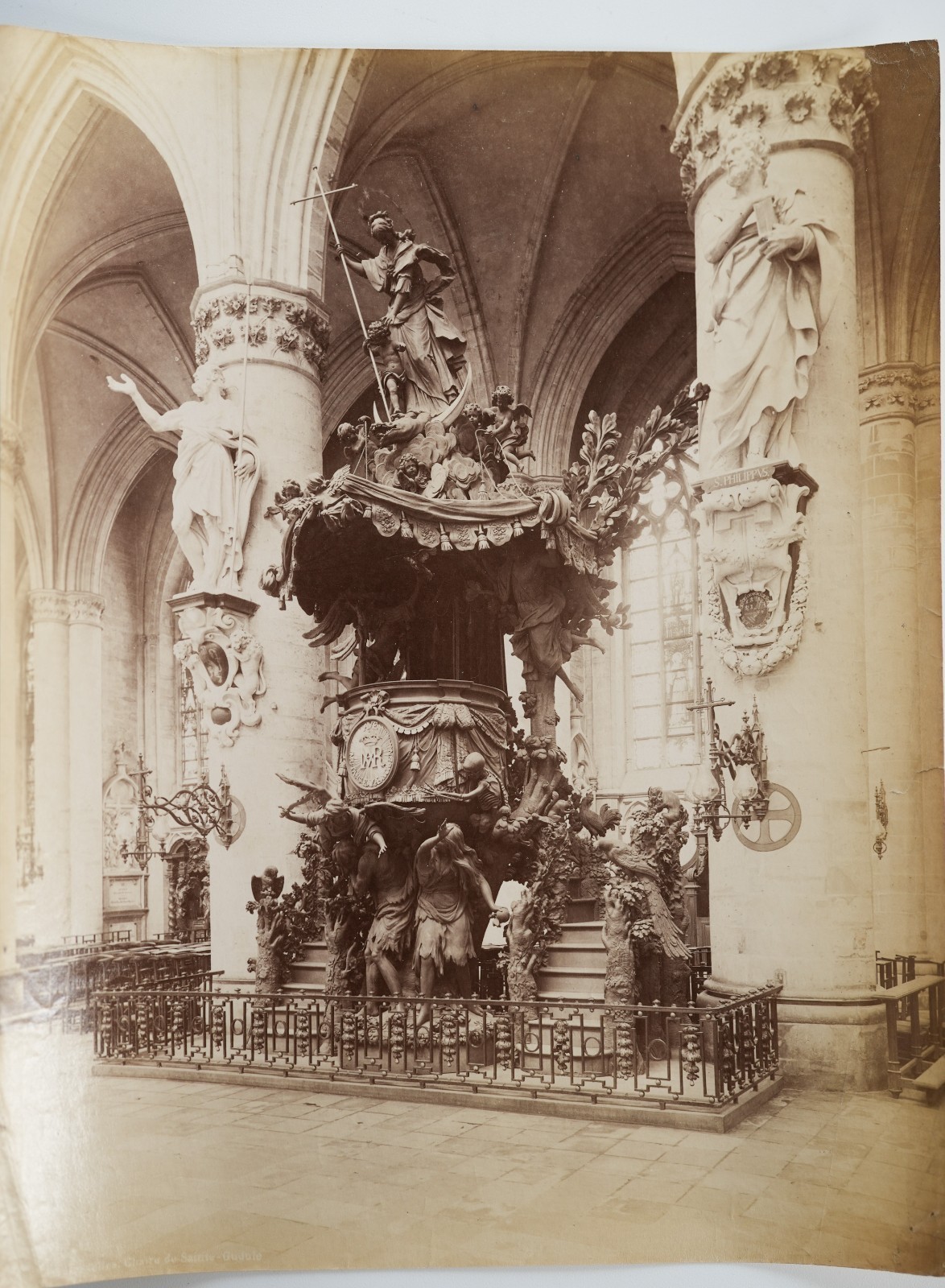 PHOTO Albumine Belgique Bruxelles Cathédrale Saints-Michel-et-Gudule 12X18C 1880