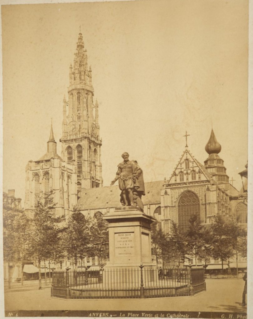 photo Albumine	Belgique	ANVERS statue de Rubens	22X29cm	1880
