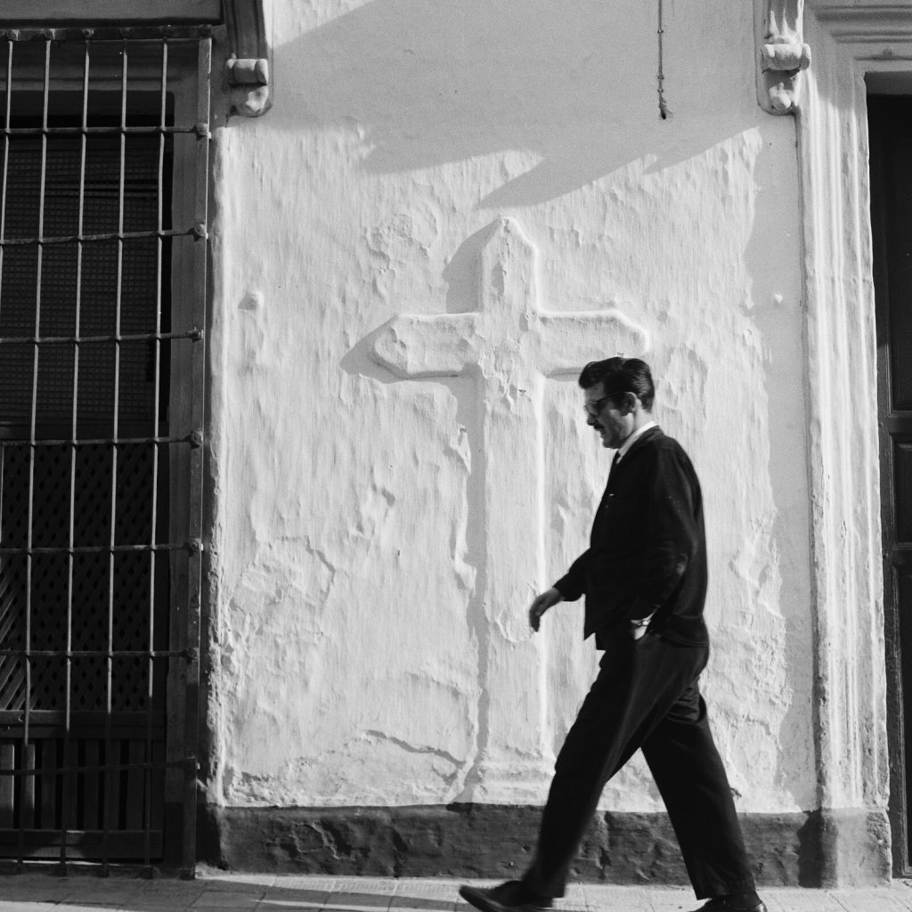 Photo papier argentique Espagne scene de rue 1960 format 40x40cm