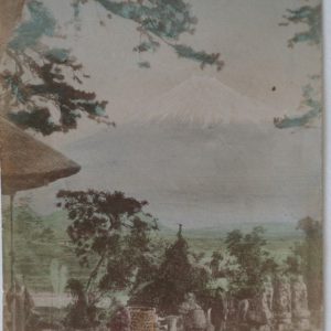 TIRAGE PHOTO	ALBUMINE AQUARELLE 1880	JAPON MONT FUJI 9X13cm