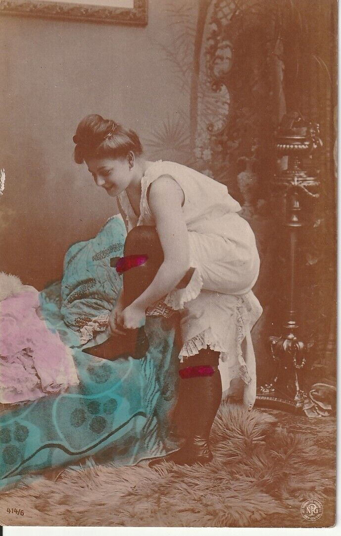 CARTE POSTALE LOT 5 CPA COLORISE PHOTO CARTE POSTALE 1904 FEMME LINGERIE STUDIO