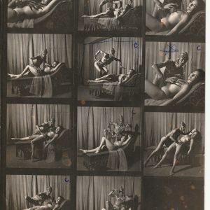 PHOTO 1960' planche contact acteur de cabaret burlesque femme nue 25x18cm
