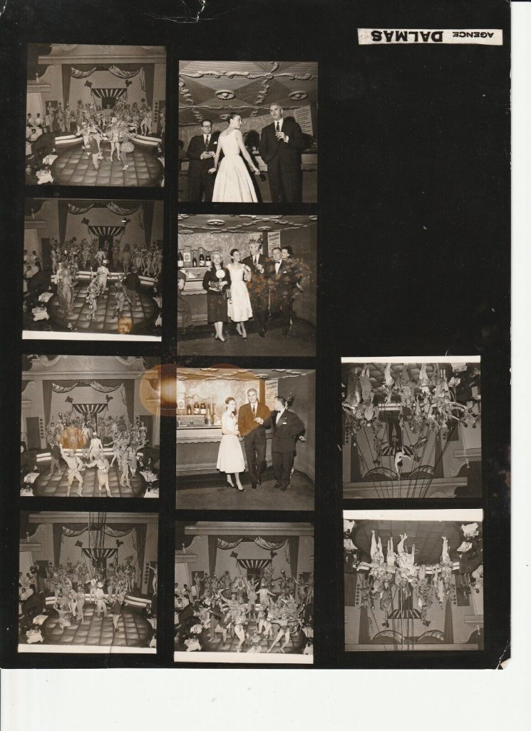 TIRAGE PHOTO	argentique 1960' planche contact 	CABARET LA NOUVELLE EVE 21X27cm