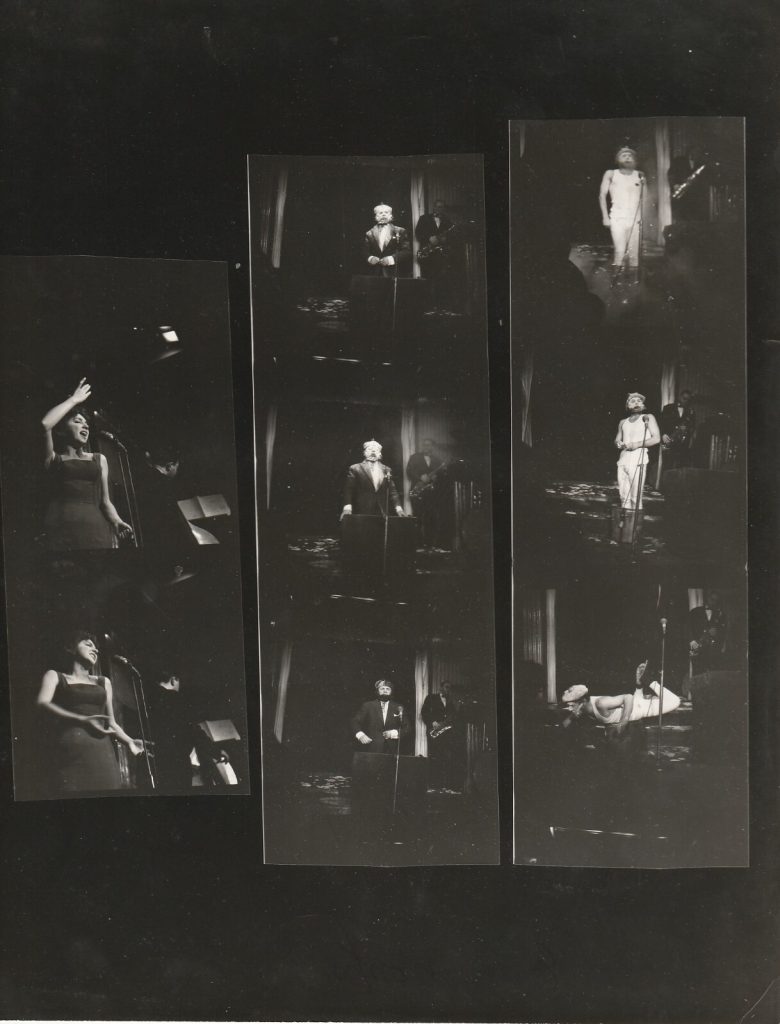 TIRAGE PHOTO	argentique 1960' planche contact 	CABARET BURLESQUE PARIS 21X28cm