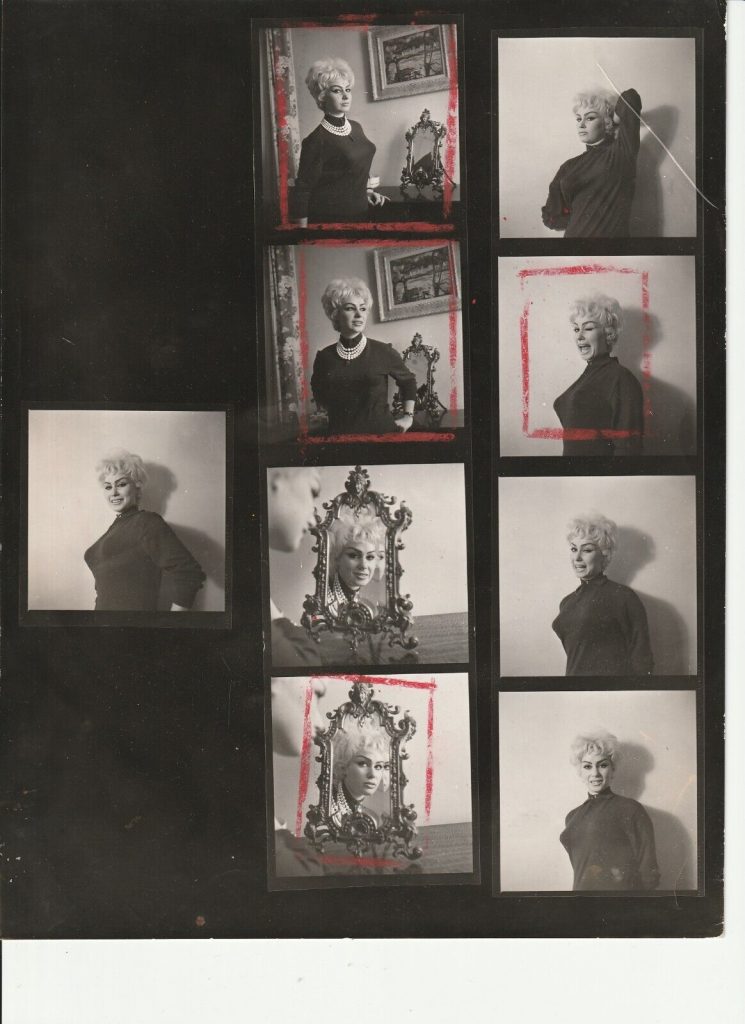 TIRAGE PHOTO argentique 1960' planche contact ACTRICE PINUP 21X27CM