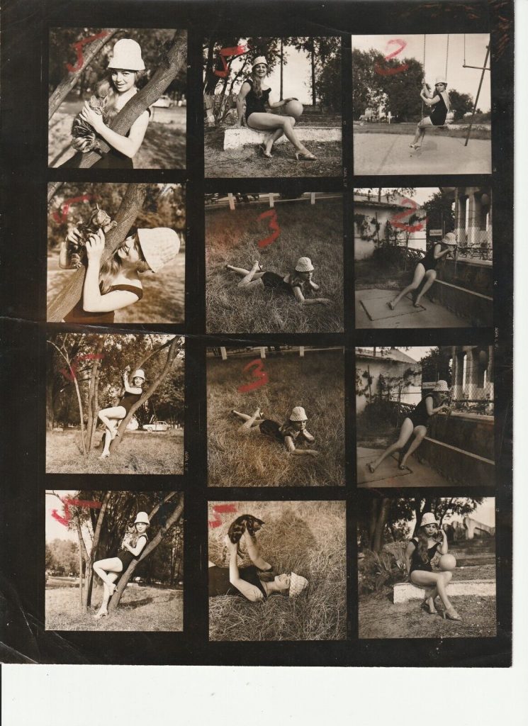 TIRAGE PHOTO argentique 1960' planche contact ACTRICE PINUP 21X27CM