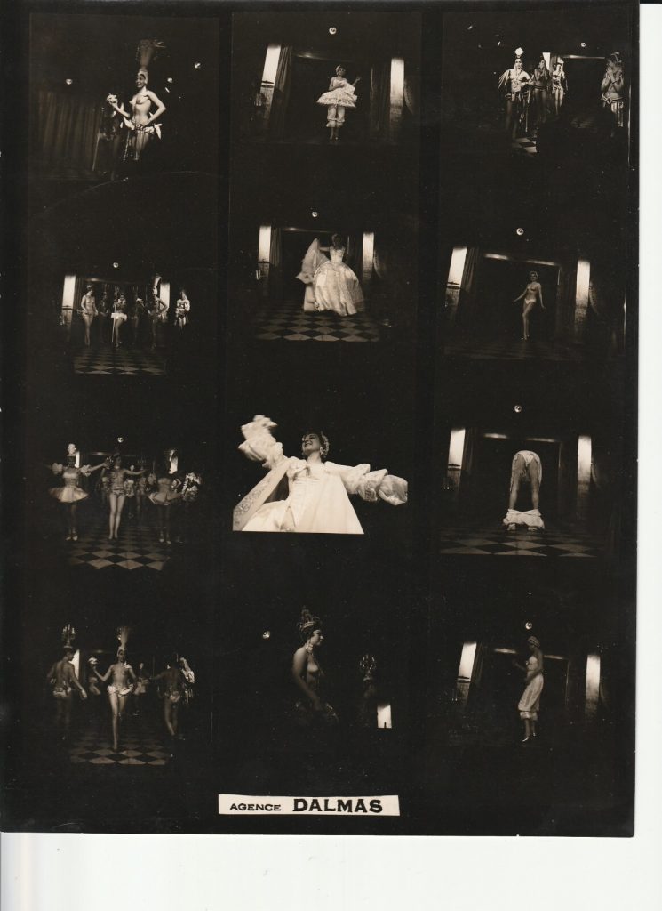 TIRAGE PHOTO	argentique 1960' planche contact 	CABARET LA BOULE BLANCHE  21X27cm