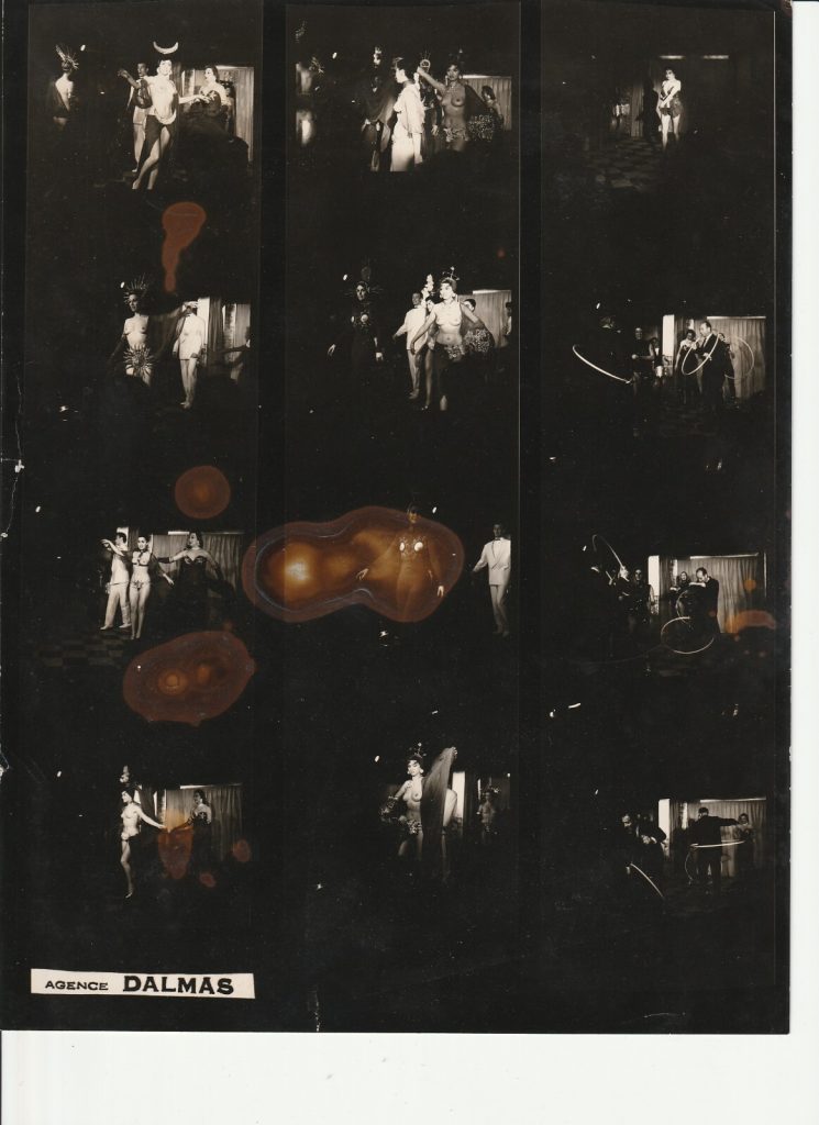 TIRAGE PHOTO	argentique 1960' planche contact 	CABARET LA BOULE BLANCHE  21X27cm