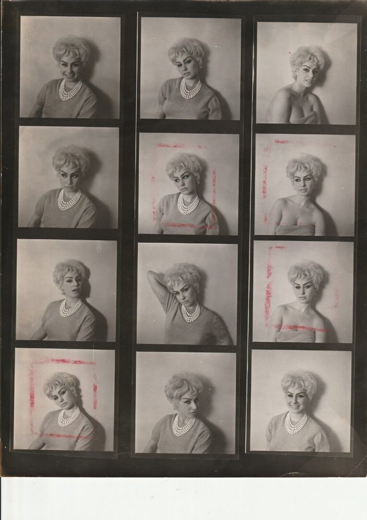 TIRAGE PHOTO	argentique 1960' planche contact  ACTRICE PINUP 21X27CM