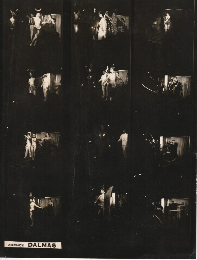 TIRAGE PHOTO	argentique 1960' planche contact 	CABARET LA BOULE BLANCHE  21X27cm