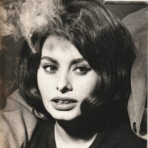 TIRAGE PHOTO	ARGENTIQUE 1960'	PORTRAIT DE SOFIA LOREN 21X27cm