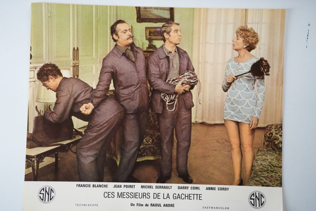 PHOTO Cinéma LOBBY CARDS ces messieurs de la gachette 25X30cm 1970 Serrault