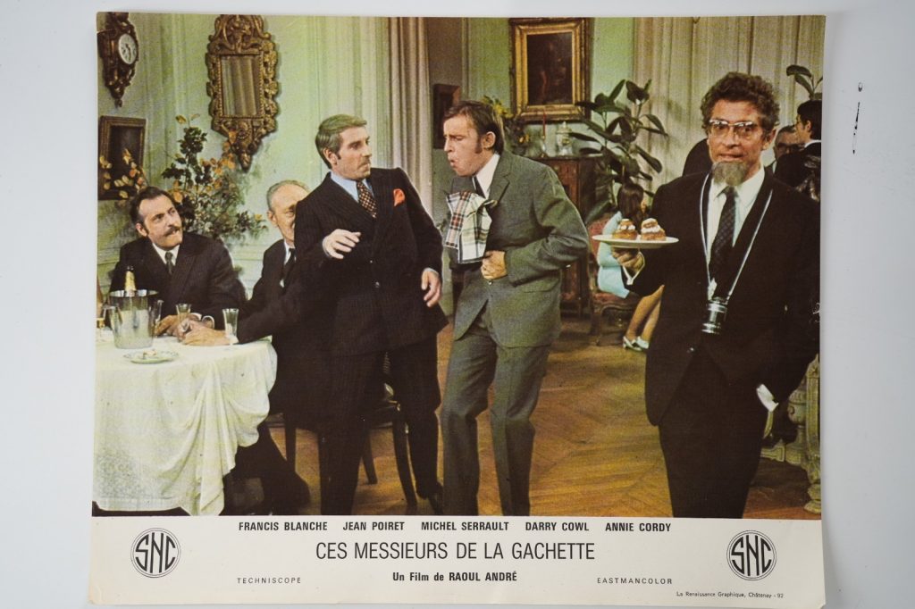 PHOTO Cinéma LOBBY CARDS ces messieurs de la gachette 25X30cm 1970 Serrault