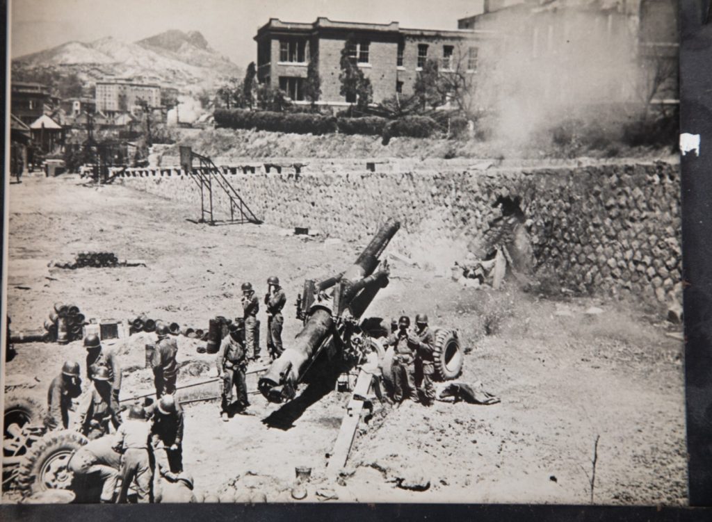 TIRAGE PHOTO argentique 1950 PHOTO DE PRESSE MILITAIRE GUERRE DE COREE 21X25cm