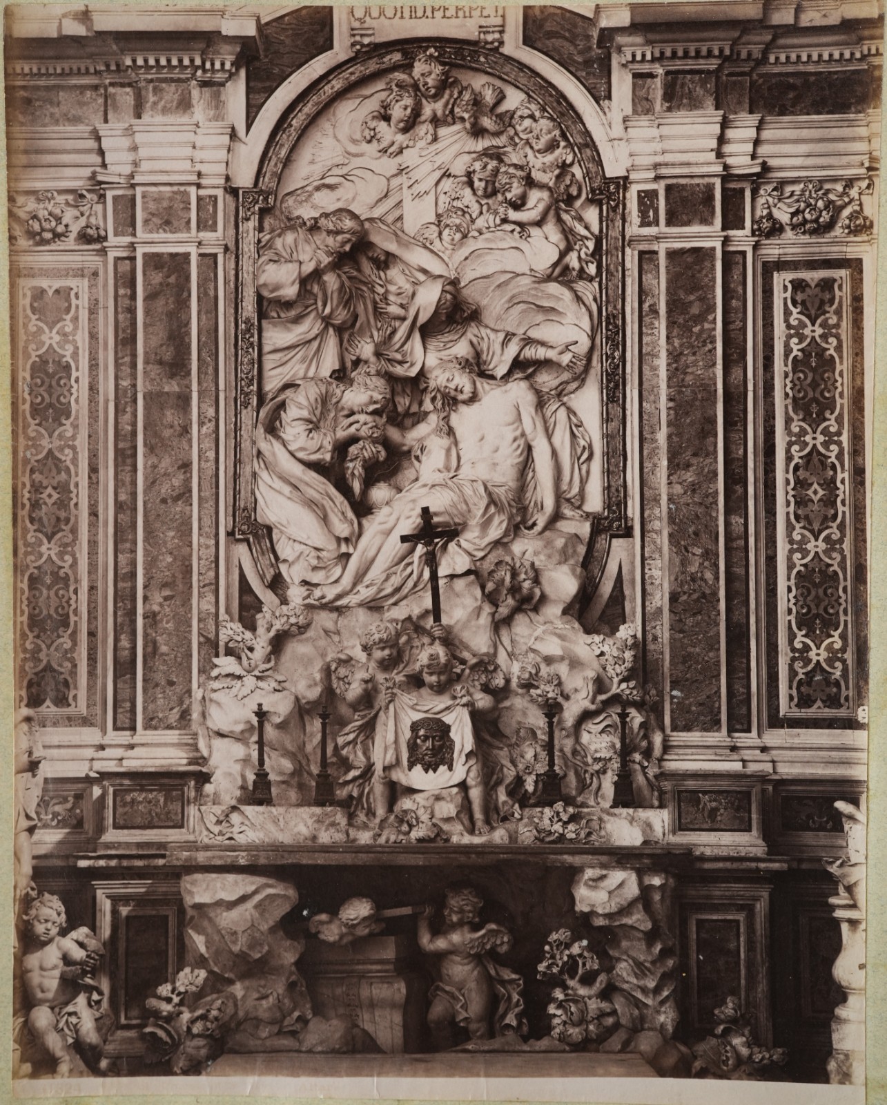 Albumine Italie Naples Chapelle Sansevero Autel Principal 20X25cm 1880