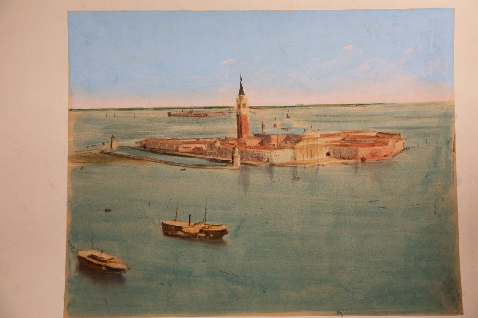TIRAGE PHOTO Albumine aquarellé, sur carton, 1880 VENISE ITALIE 20X25CM