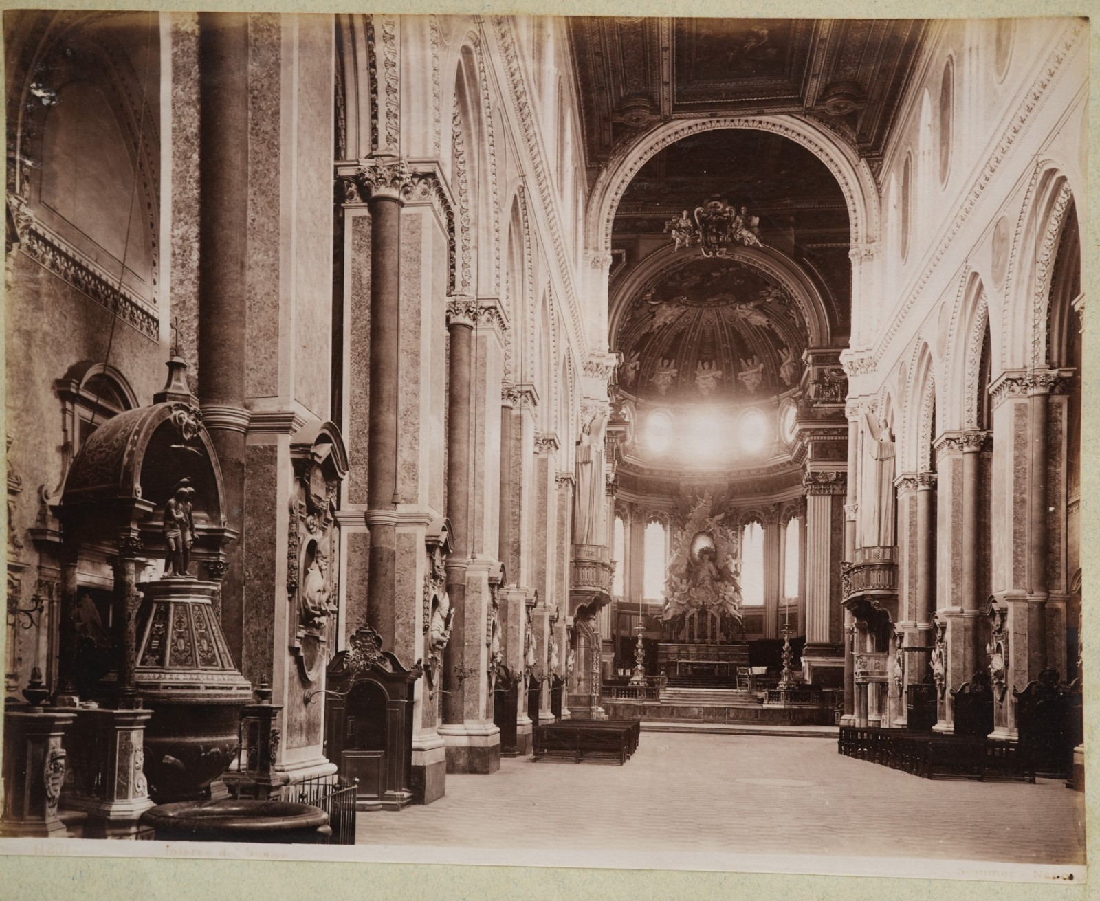 Albumine Italie Naples Cathedrale 20X25cm 1880