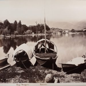 TIRAGE PHOTO ALBUMINE, 1880 ITALIE  Baveno PAGE MIAGGIORE BATEAU 20X25cm