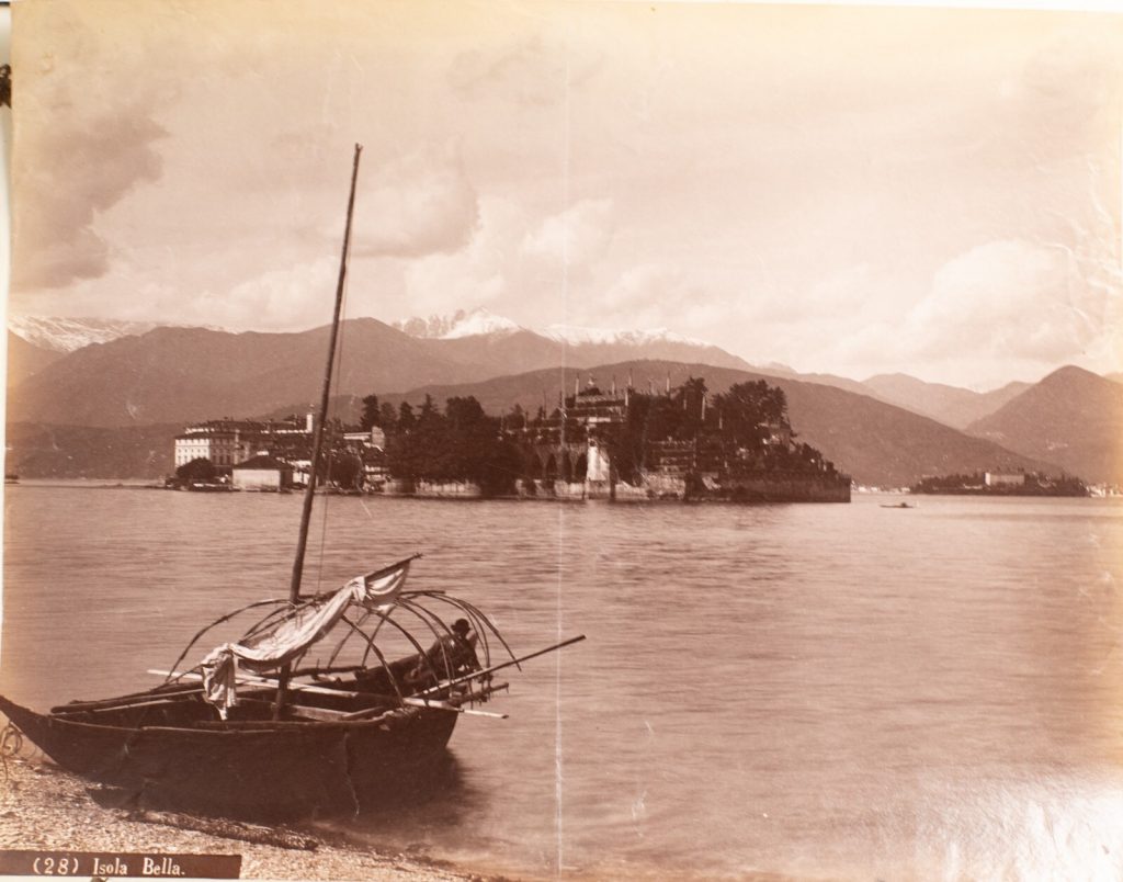 TIRAGE PHOTO ALBUMINE 1880 ITALIE 19X24cm ISOLA BELLA