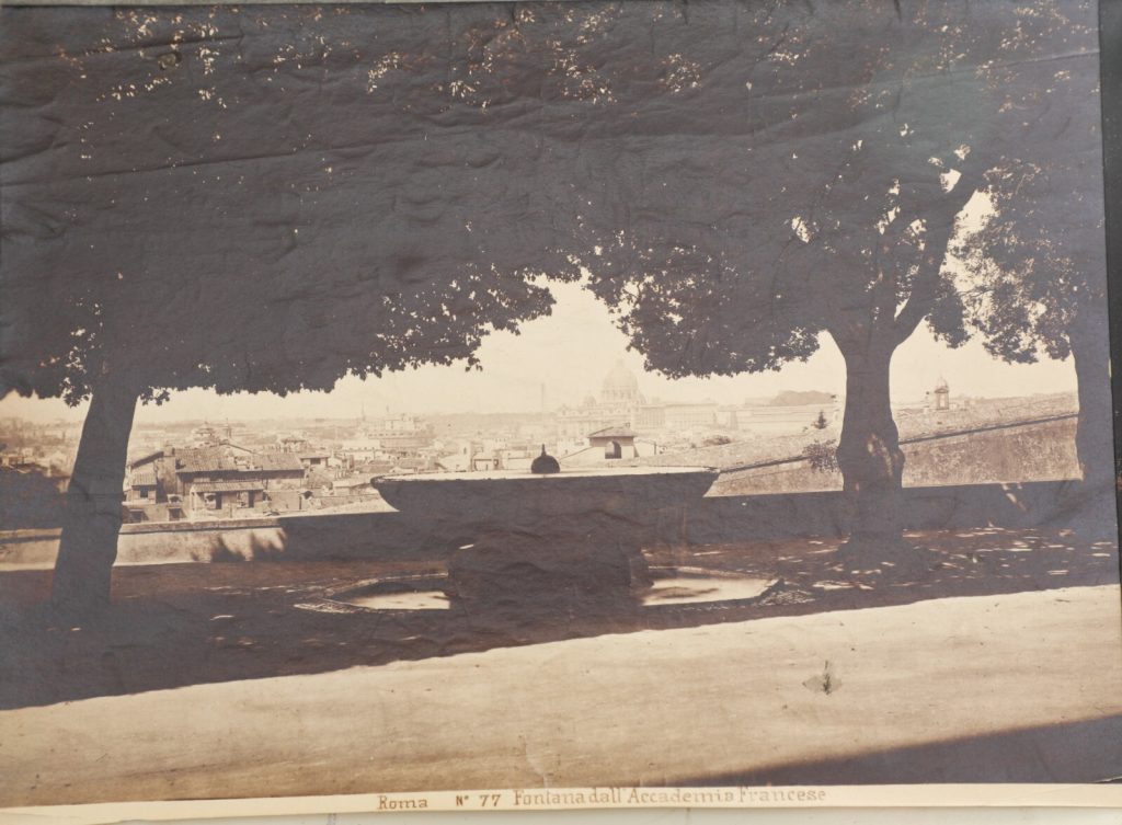 PHOTO-1880 ITALIE Rome Fontana dall Academia Francese-Papier Albumine 18x25cm