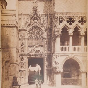 TIRAGE PHOTO-1880 ITALIE VENISE porte du palais Ducale-Papier albumine 20x26cm