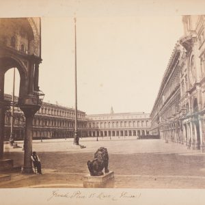 PHOTO 1870 ITALIE VENISE PLACE ST MARC Papier albumine collé sur carton 27x35cm