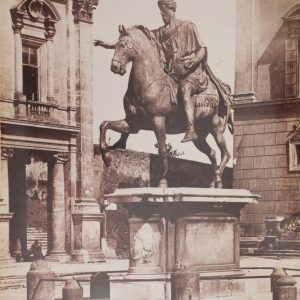 TIRAGE PHOTO-1880 ITALIE Rome Statue de Marc Aurèle-Papier Albumine 18x25cm