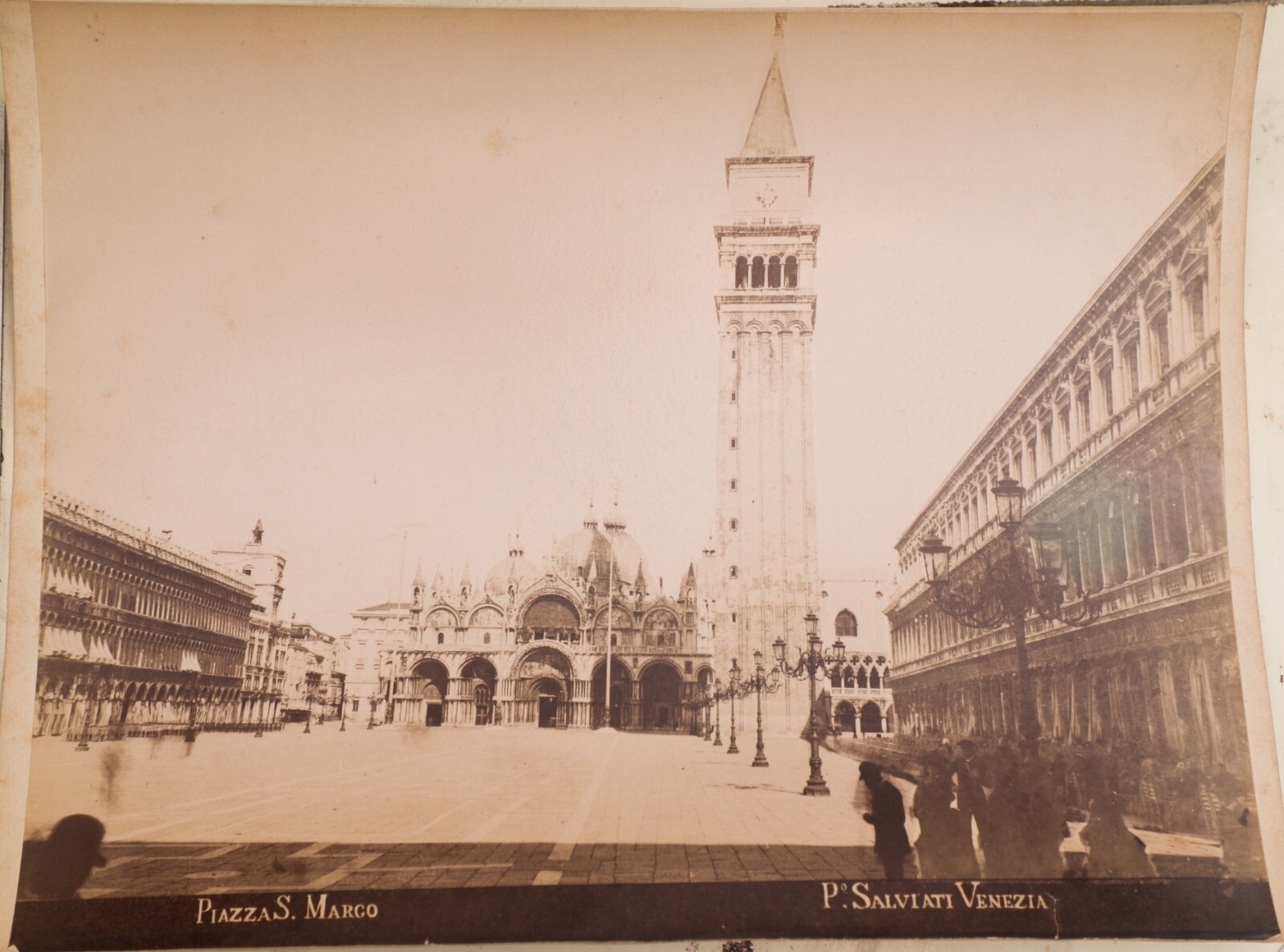 PHOTO 1870 ITALIE VENISE PLACE ST MARC Papier albumine collé sur carton 27x36cm