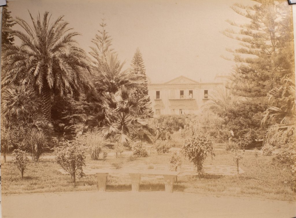 TIRAGE PHOTO ALBUMINE 1880 ITALIE 19X24cm PALERME VILLA TASCA
