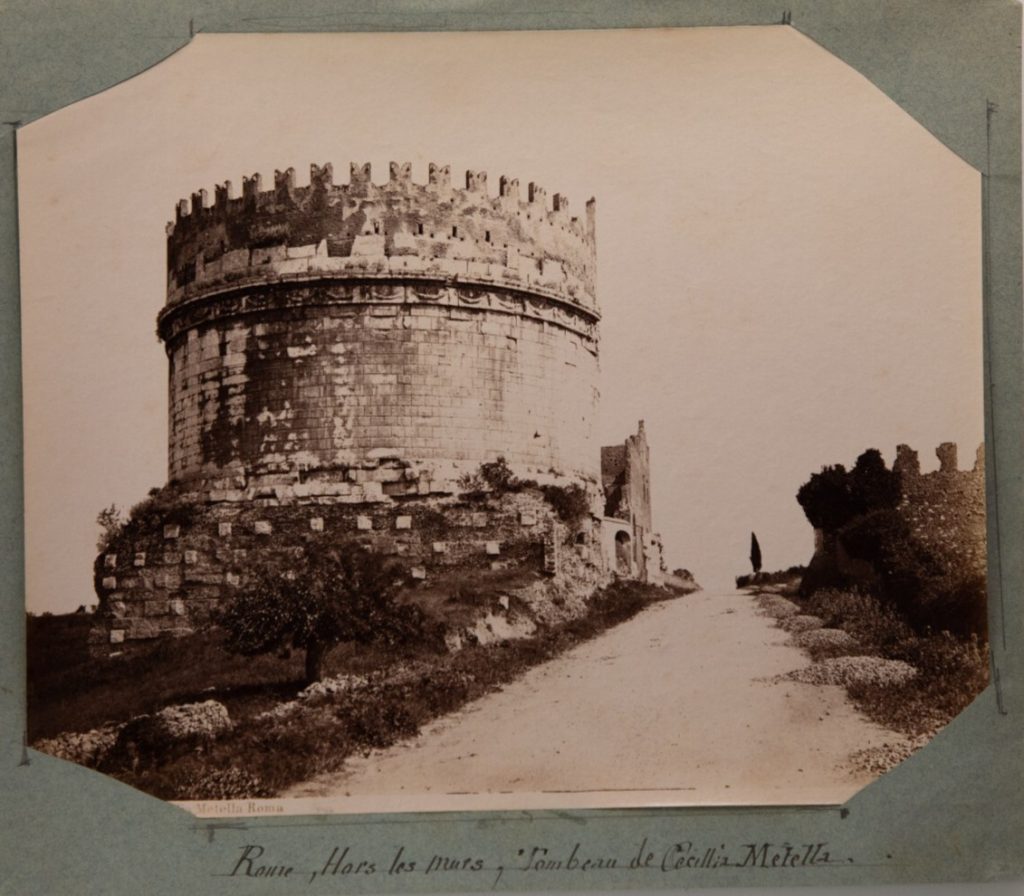 TIRAGE PHOTO	ALBUMINE 1880	ITALIE ROME 20X25cm Tombeau Metelia