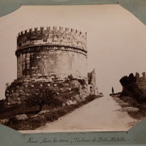 TIRAGE PHOTO	ALBUMINE 1880	ITALIE ROME 20X25cm Tombeau Metelia