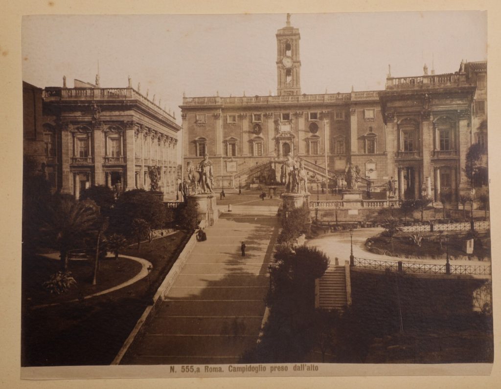TIRAGE PHOTO-1880 albumine collé sur carton ITALIE Rome recto verso CAMPIDOGLIO