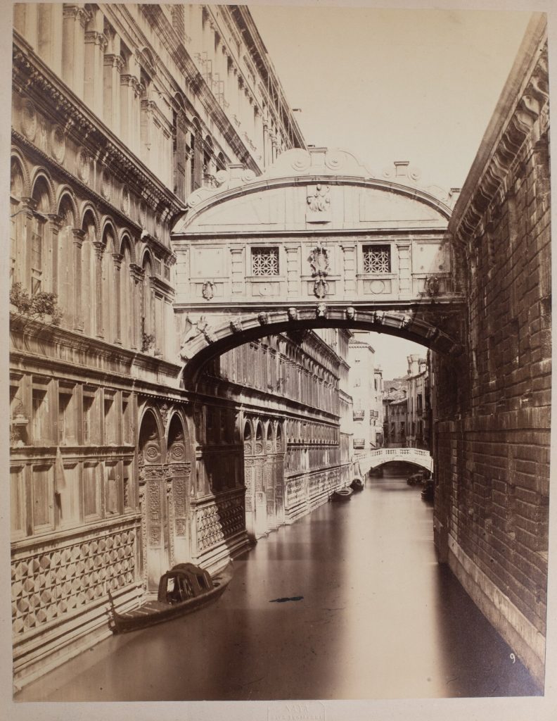 PHOTO ALBUMINE 1880 CARLO NAYA TAMPON ITALIE VENISE PONT DES SOUPIRS 27X35cm