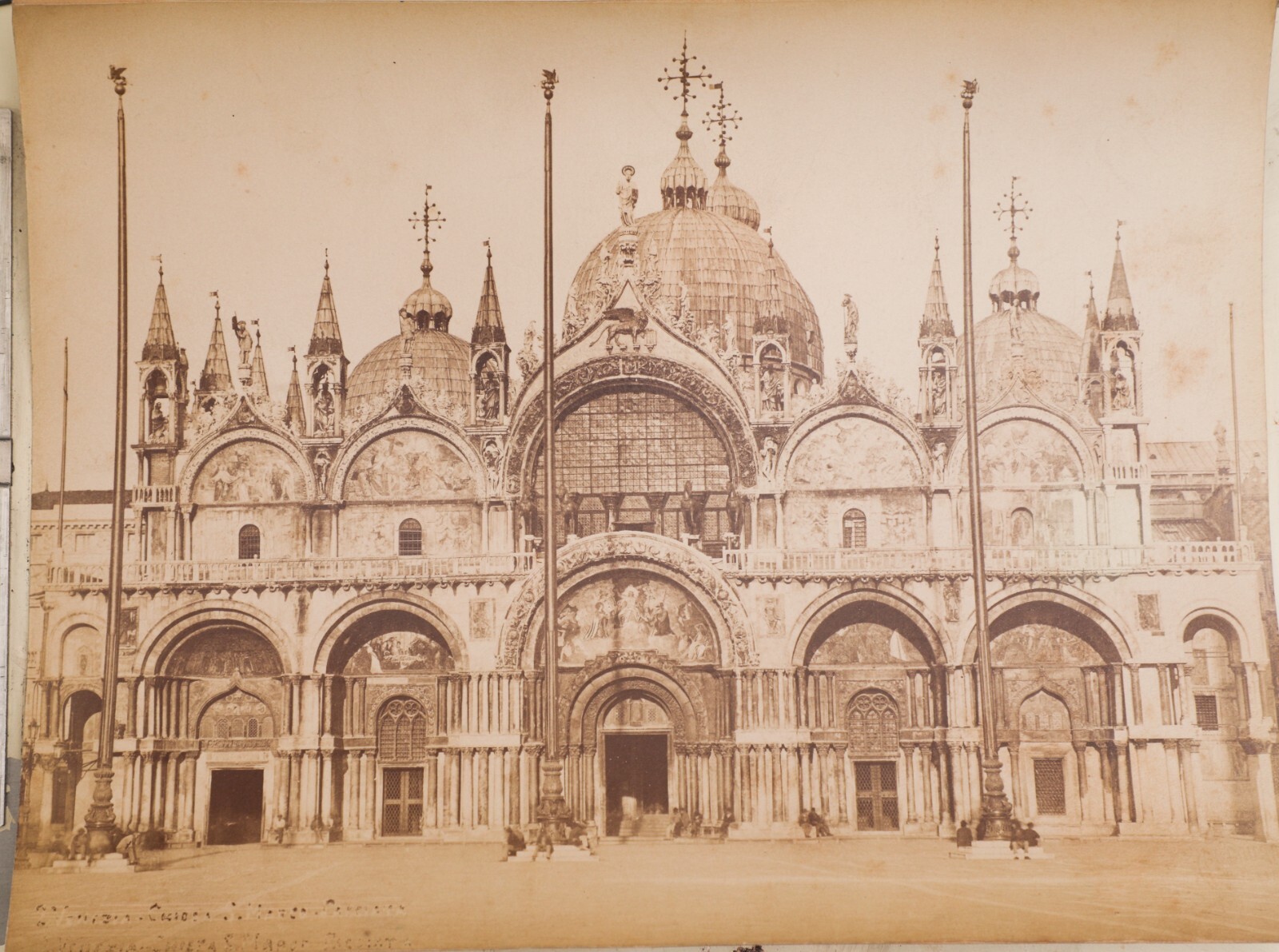 PHOTO-1880 ITALIE VENISE Basilic ST MARC-Papier albumine sur carton 20x26cm