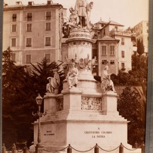 TIRAGE PHOTO ALBUMINE 1880 Italie 20X25cm Genes Monument Christophe Colomb