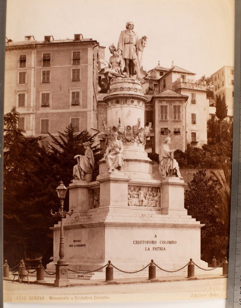 TIRAGE PHOTO ALBUMINE 1880 Italie 20X25cm Genes Monument Christophe Colomb